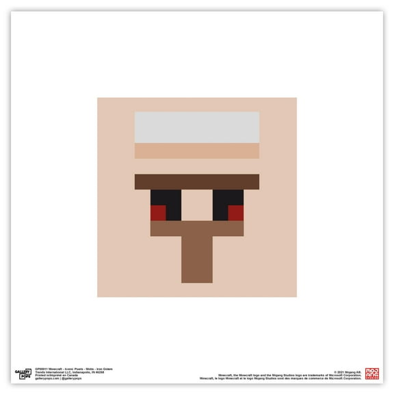 Gallery Pops Minecraft: Iconic Pixels - Mobs - Iron Golem Wall Art, Unframed Version, 12" x 12"