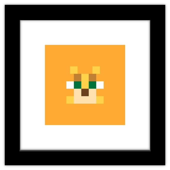 Gallery Pops Minecraft: Iconic Pixels - Mobs - Ocelot Wall Art, Black Framed Version, 12" x 12"