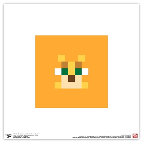 Gallery Pops Minecraft: Iconic Pixels - Mobs - Ocelot Wall Art, Unframed Version, 12" x 12"