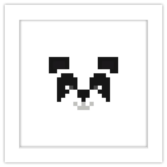 Gallery Pops Minecraft: Iconic Pixels - Mobs - Panda Wall Art, White Framed Version, 12" x 12"
