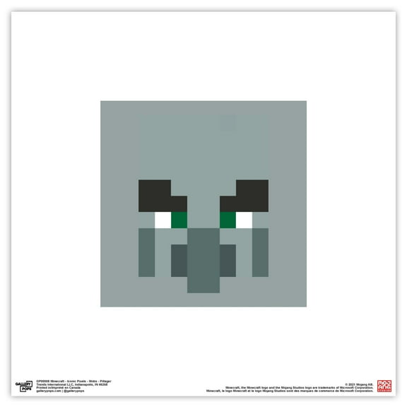 Gallery Pops Minecraft: Iconic Pixels - Mobs - Pillager Wall Art, Unframed Version, 12" x 12"
