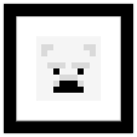 Gallery Pops Minecraft: Iconic Pixels - Mobs - Polar Bear Wall Art, Black Framed Version, 12" x 12"