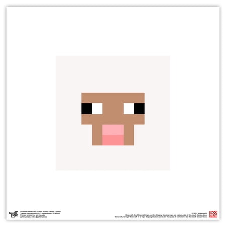 Gallery Pops Minecraft: Iconic Pixels - Mobs - Sheep Wall Art, Unframed Version, 12" x 12"