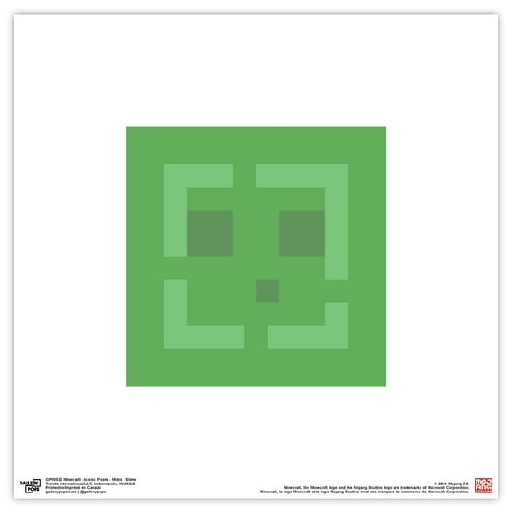 Gallery Pops Minecraft: Iconic Pixels - Mobs - Slime Wall Art, Unframed Version, 12" x 12"
