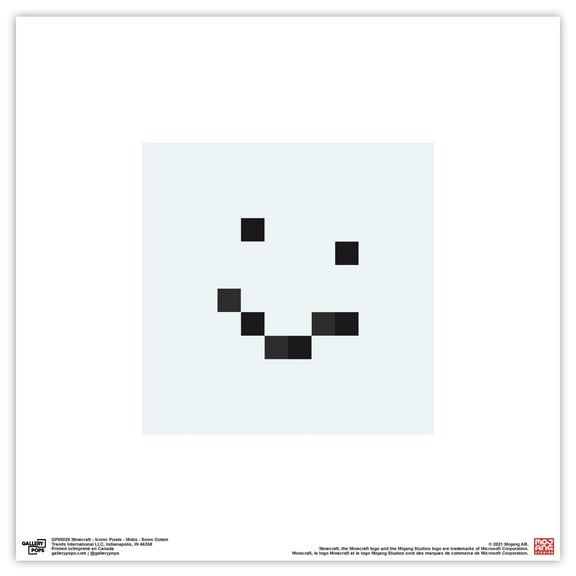 Gallery Pops Minecraft: Iconic Pixels - Mobs - Snow Golem Wall Art, Unframed Version, 12" x 12"