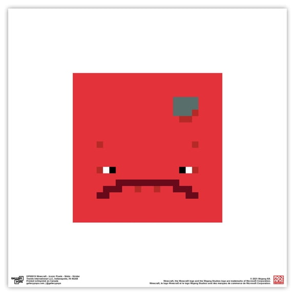 Gallery Pops Minecraft: Iconic Pixels - Mobs - Strider Wall Art, Unframed Version, 12" x 12"