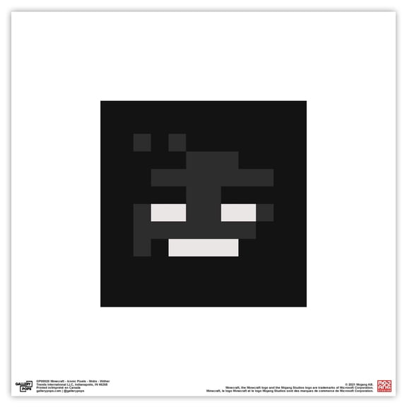 Gallery Pops Minecraft: Iconic Pixels - Mobs - Wither Wall Art, Unframed Version, 12" x 12"