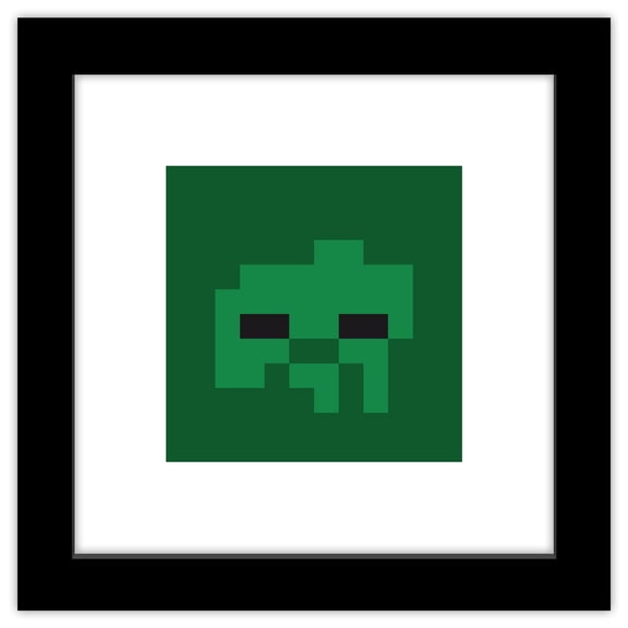 Gallery Pops Minecraft: Iconic Pixels - Mobs - Zombie Wall Art, Black Framed Version, 12" x 12"
