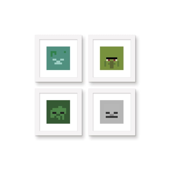Gallery Pops Minecraft - Iconic Pixels Undead Wall Art Bundle (4-Pack)