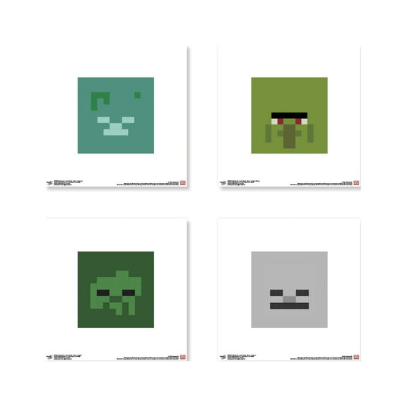 Gallery Pops Minecraft - Iconic Pixels Undead Wall Art Bundle (4-Pack)