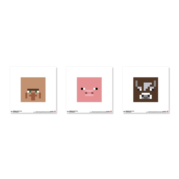Gallery Pops Minecraft - Iconic Pixels Village Wall Art Bundle (3-Pack)