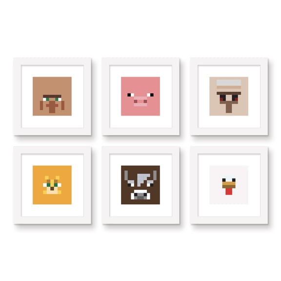 Gallery Pops Minecraft - Iconic Pixels Village Wall Art Bundle (6-Pack)