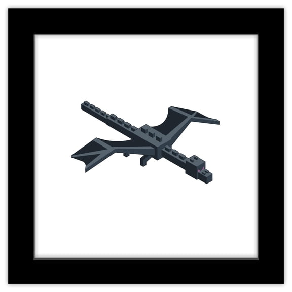 Gallery Pops Minecraft - Isometric Ender Dragon Wall Art, Black Framed Version, 12" x 12"