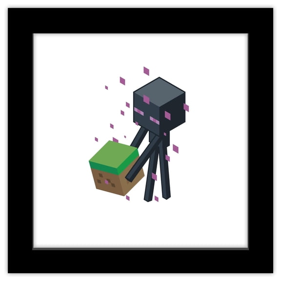 Gallery Pops Minecraft - Isometric Enderman Wall Art, Black Framed Version, 12" x 12"