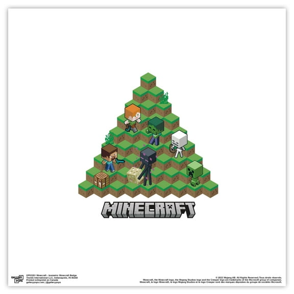 Gallery Pops Minecraft - Isometric Minecraft Badge Wall Art, Unframed Version, 12" x 12"