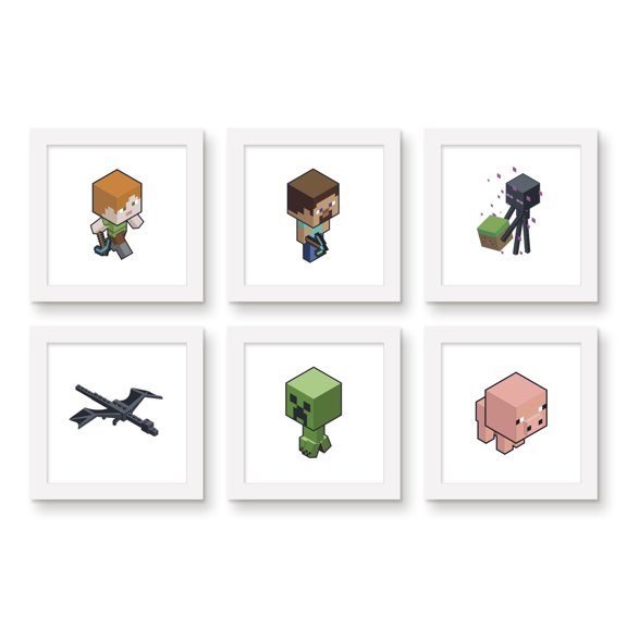 Gallery Pops Minecraft - Isometric Player Mobs Wall Art Bundle (6-Pack)