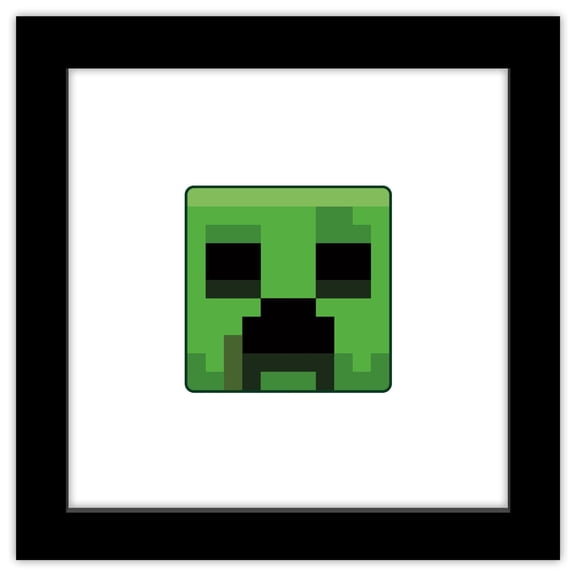 Gallery Pops Minecraft: Legends - Creeper Icon Wall Art, Black Framed Version, 12" x 12"