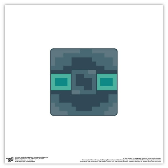 Gallery Pops Minecraft: Legends - Grindstone Golem Icon Wall Art, Unframed Version, 12" x 12"