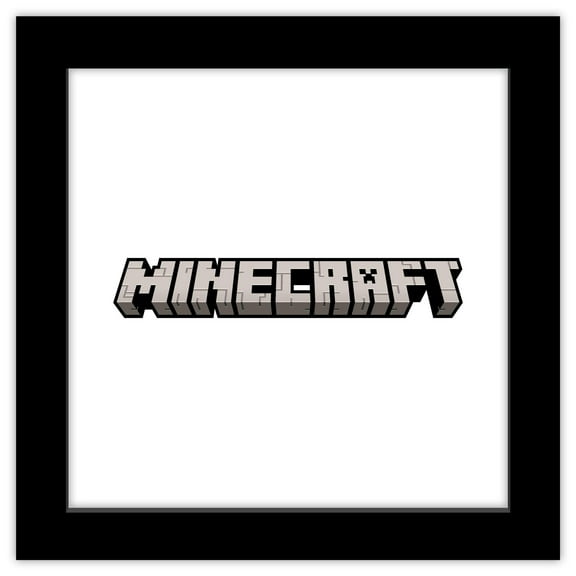 Gallery Pops Minecraft - Logo Wall Art, Black Framed Version, 12" x 12"