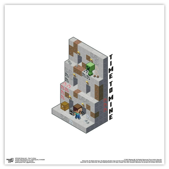 Gallery Pops Minecraft - Time To Mine Wall Art, Unframed Version, 12" x 12"
