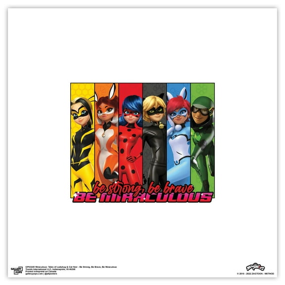Gallery Pops Miraculous: Tales of Ladybug & Cat Noir - Be Strong, Be Brave, Be Miraculous Wall Art, Unframed Version, 12" x 12"