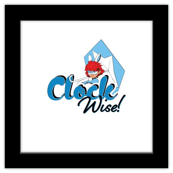 Gallery Pops Miraculous: Tales of Ladybug & Cat Noir - Bunnix Clock Wise Wall Art, Black Framed Version, 12" x 12"