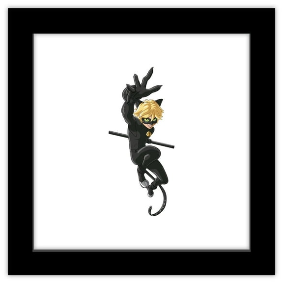 Gallery Pops Miraculous: Tales of Ladybug & Cat Noir - Cat Noir Wall Art, Black Framed Version, 12" x 12"