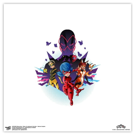 Gallery Pops Miraculous: Tales of Ladybug & Cat Noir - Heroes Graphic Wall Art, Unframed Version, 12" x 12"