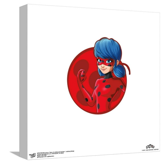 Gallery Pops Miraculous: Tales of Ladybug & Cat Noir - Ladybug Badge Canvas Wall Art, Unframed Version, 12" x 12"