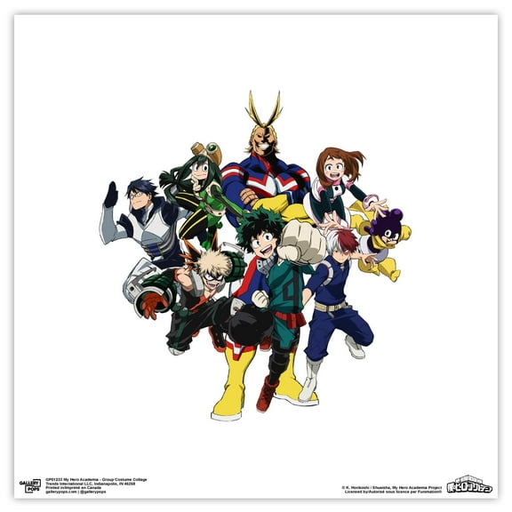 Gallery Pops My Hero Academia - Group Costume Collage Wall Art, Unframed Version, 12" x 12"