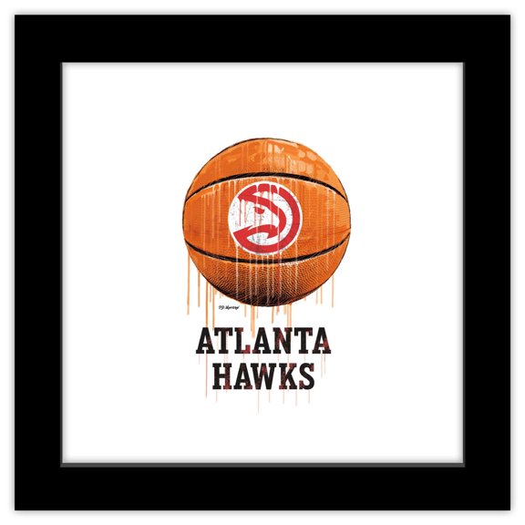 Gallery Pops NBA Atlanta Hawks - Drip Basketball Wall Art, Black Framed Version, 12" x 12"