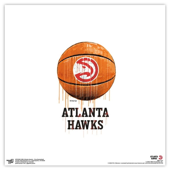 Gallery Pops NBA Atlanta Hawks - Drip Basketball Wall Art, Unframed Version, 12" x 12"