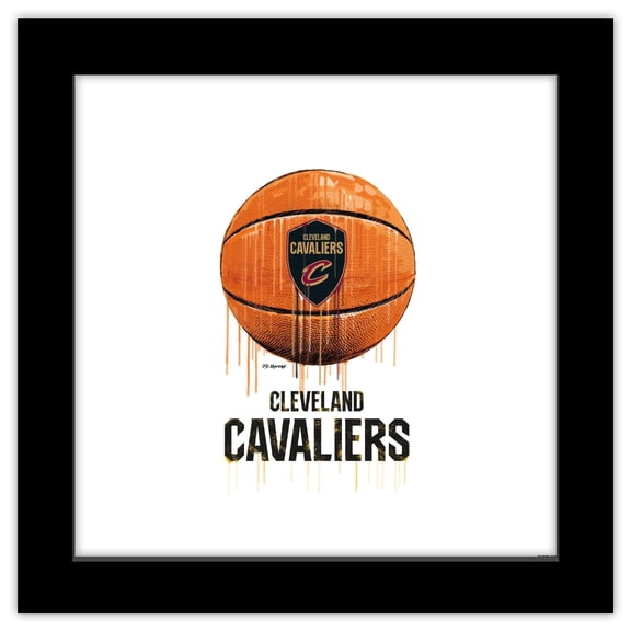 Gallery Pops NBA Cleveland Cavaliers - Drip Basketball Wall Art, Black Framed Version, 12" x 12"