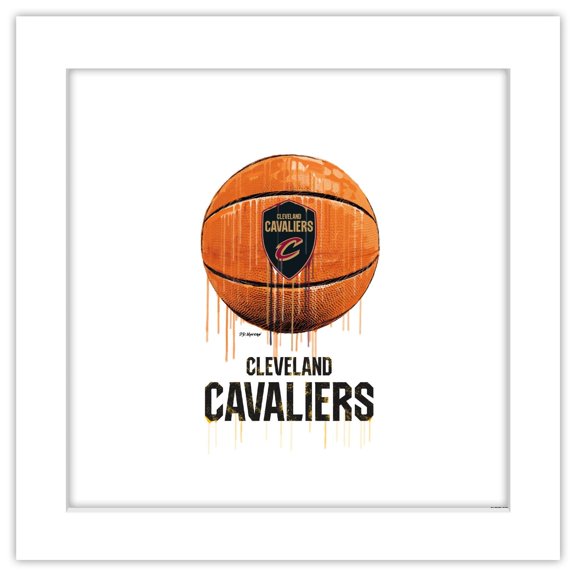 Gallery Pops NBA Cleveland Cavaliers - Drip Basketball Wall Art, White Framed Version, 12" x 12"