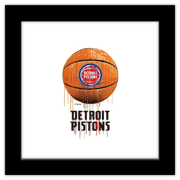 Gallery Pops NBA Detroit Pistons - Drip Basketball Wall Art, Black Framed Version, 12" x 12"