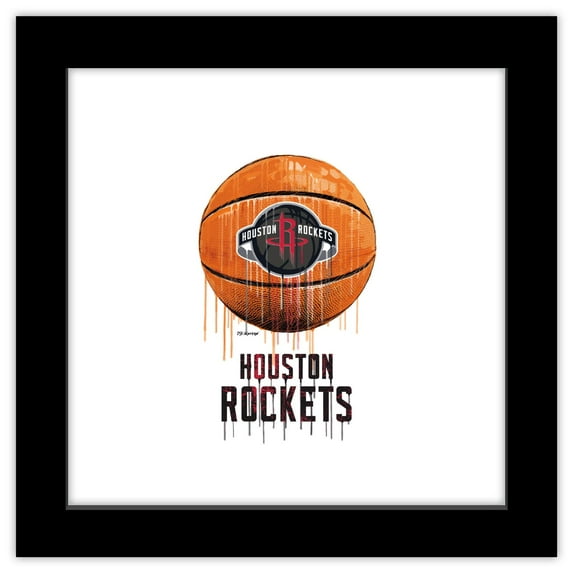 Gallery Pops NBA Houston Rockets - Drip Basketball Wall Art, Black Framed Version, 12" x 12"
