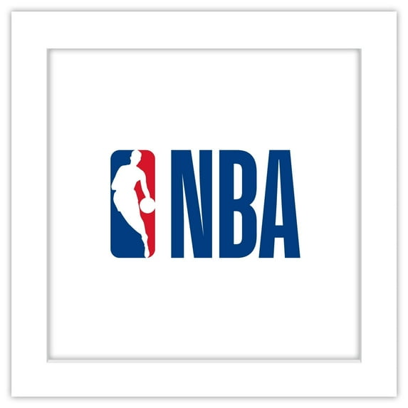 Gallery Pops NBA Logo - Wordmark Wall Art, White Framed Version, 12" x 12"