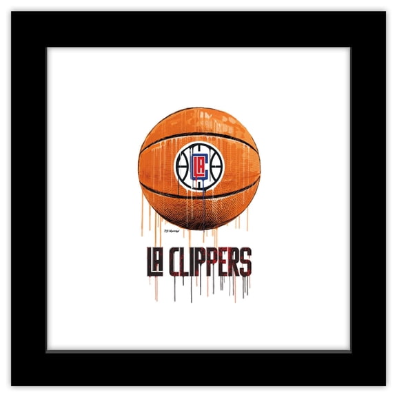 Gallery Pops NBA Los Angeles Clippers - Drip Basketball Wall Art, Black Framed Version, 12" x 12"