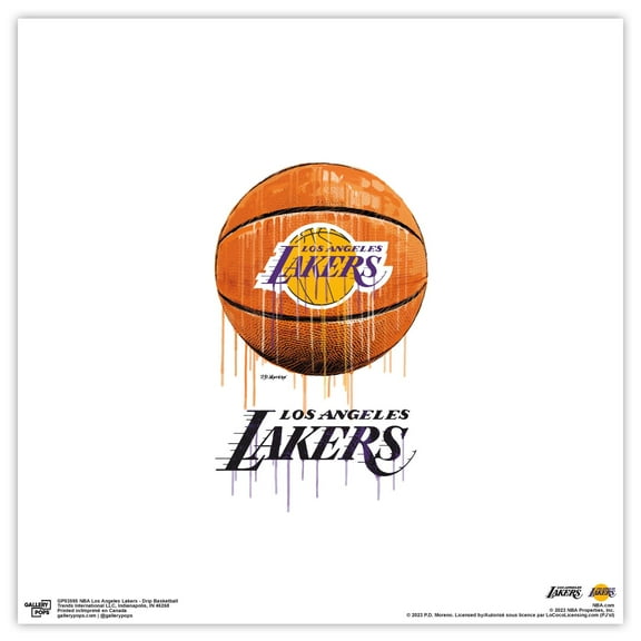 Gallery Pops NBA Los Angeles Lakers - Drip Basketball Wall Art, Unframed Version, 12" x 12"