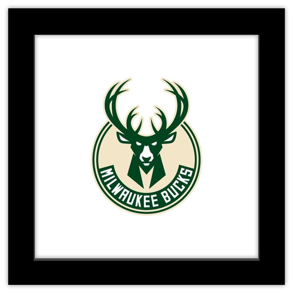 Gallery Pops NBA Milwaukee Bucks - Global Logo Wall Art, Black Framed Version, 12" x 12"