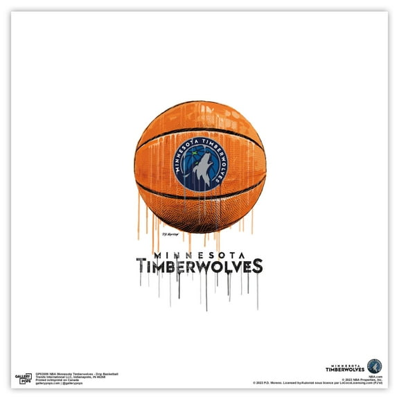 Gallery Pops NBA Minnesota Timberwolves - Drip Basketball Wall Art, Unframed Version, 12" x 12"