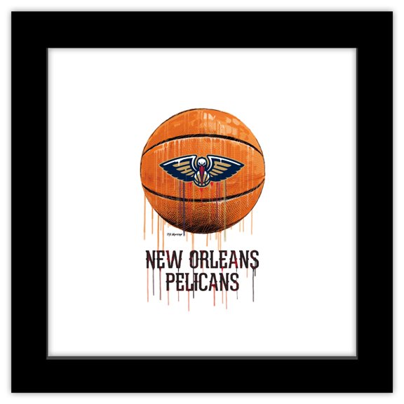 Gallery Pops NBA New Orleans Pelicans - Drip Basketball Wall Art, Black Framed Version, 12" x 12"