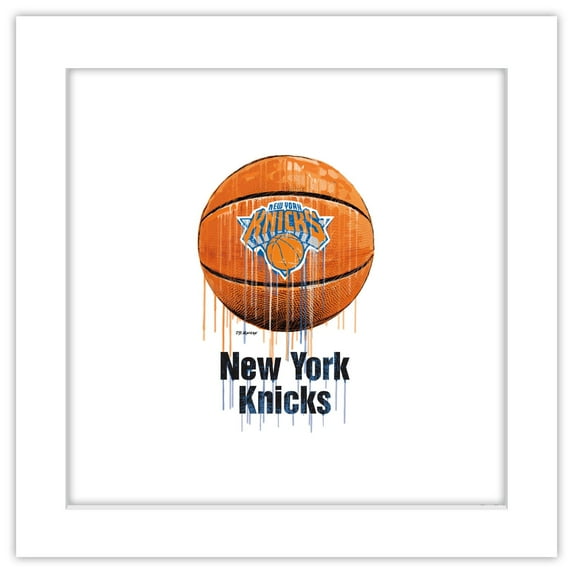 Gallery Pops NBA New York Knicks - Drip Basketball Wall Art, White Framed Version, 12" x 12"