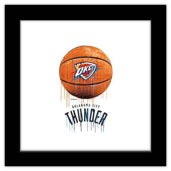 Gallery Pops NBA Oklahoma City Thunder - Drip Basketball Wall Art, Black Framed Version, 12" x 12"