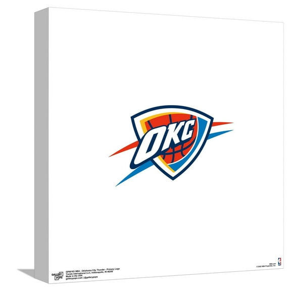 Gallery Pops NBA Oklahoma City Thunder - Primary Logo Canvas Wall Art, Unframed Version, 12" x 12"