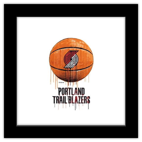 Gallery Pops NBA Portland Trail Blazers - Drip Basketball Wall Art, Black Framed Version, 12" x 12"