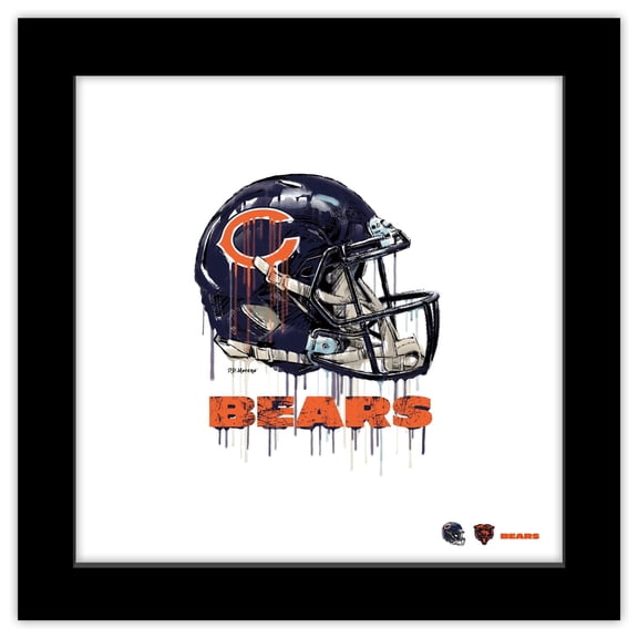 Gallery Pops NFL Chicago Bears - Drip Helmet Wall Art, Black Framed Version, 12" x 12"