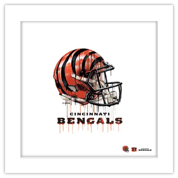 Gallery Pops NFL Cincinnati Bengals - Drip Helmet Wall Art, White Framed Version, 12" x 12"