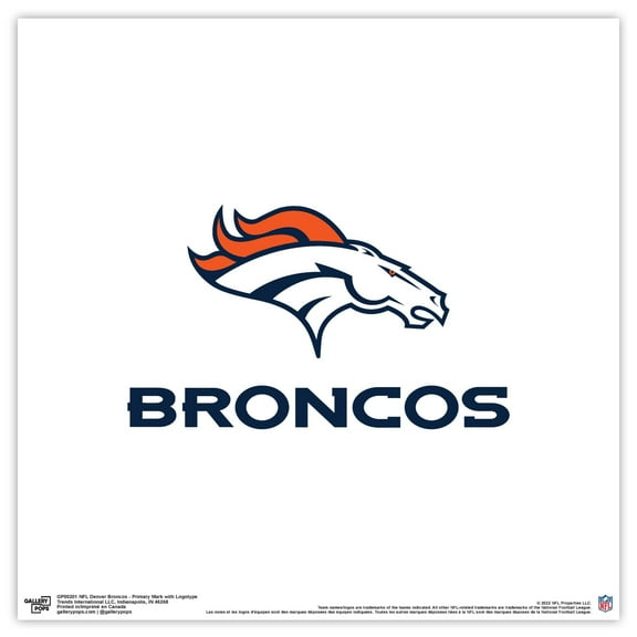 Gallery Pops NFL Denver Broncos - Primary Mark Logotype Wall Art, Unframed Version, 12" x 12"