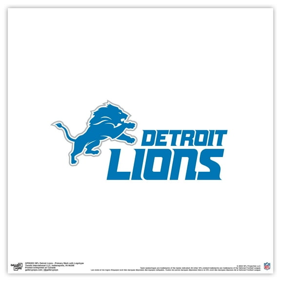 Gallery Pops NFL Detroit Lions - Primary Mark Logotype Wall Art, Unframed Version, 12" x 12"